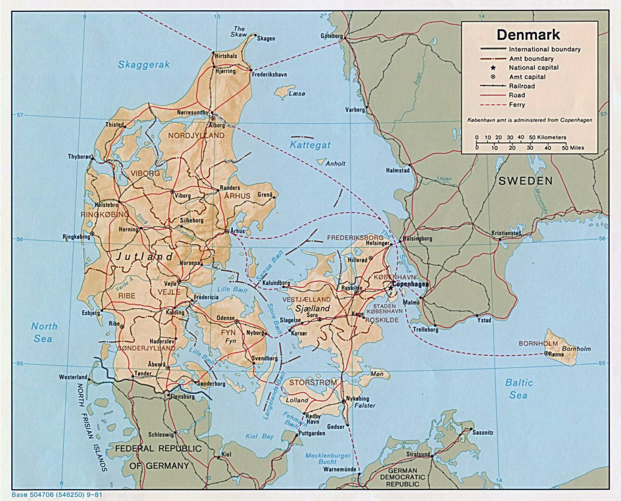Mapa de Dinamarca con sus ciudades principales