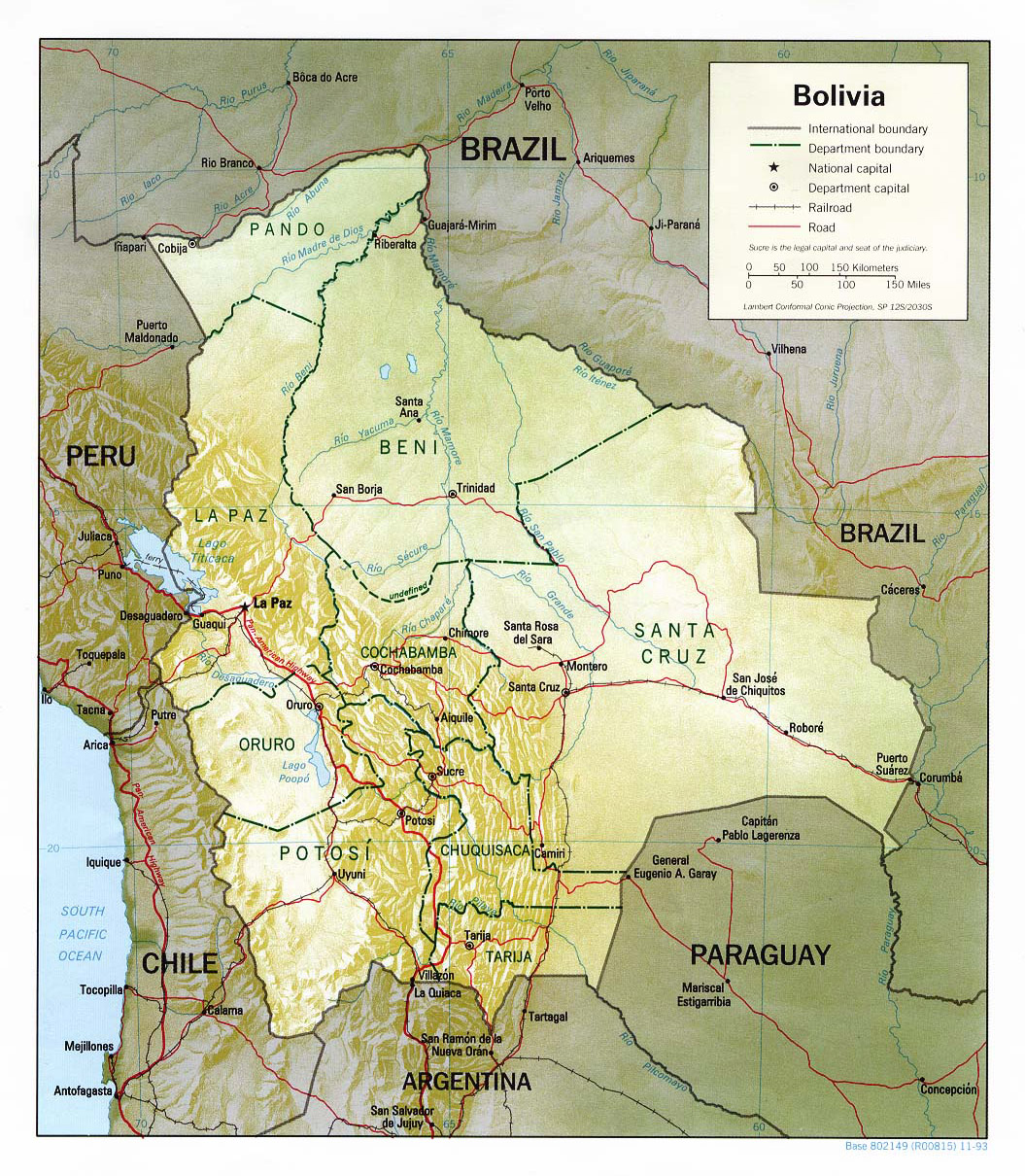Mapa de Bolivia con sus ciudades principales