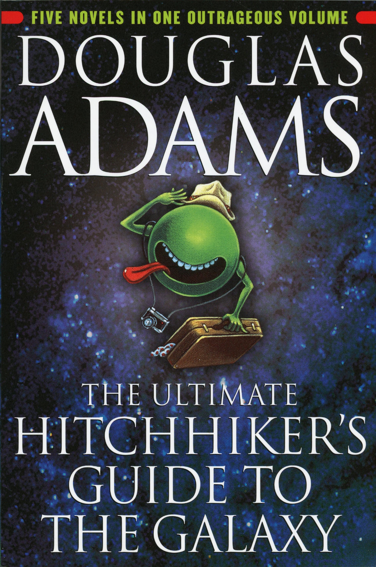 Portada del libro «The Ultimate Hitchhiker's Guide to the Galaxy», de Douglas Adams